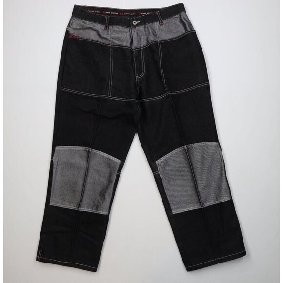 Vtg 90s Y2K Streetwear Mens 36x30 Baggy Color Block Double Knee Wide Leg Jeans